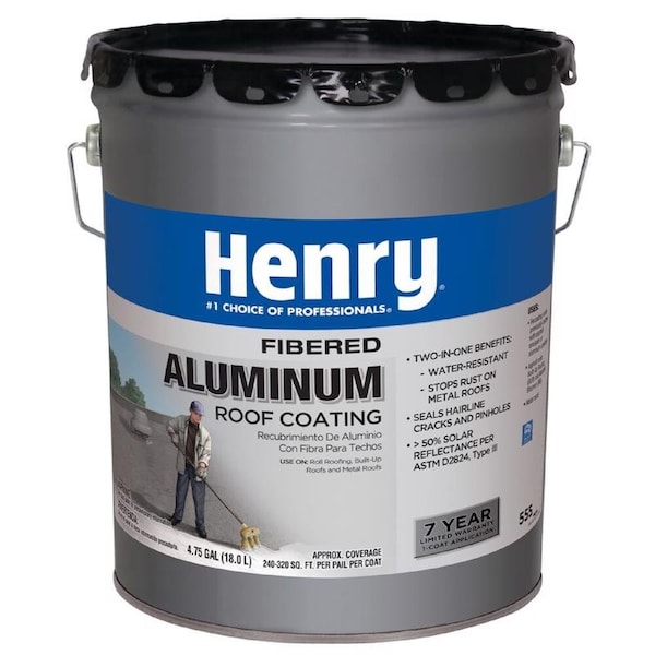 Henry Matte Aluminum Fibered Aluminum Fibered Aluminum Roof Coating 4.75 gal HE555019 - main